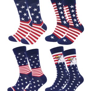 BUENWAZ American Flag Socks for Men 4 Pack